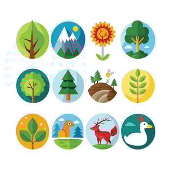 Nature Icon Set Collection Illustration vector