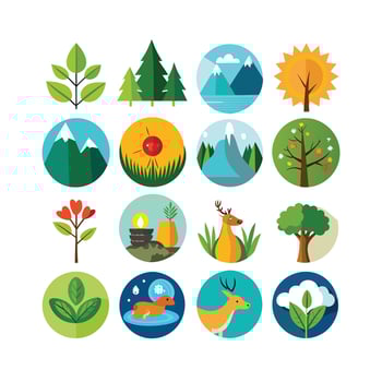 Nature Icon Set Collection Illustration vector