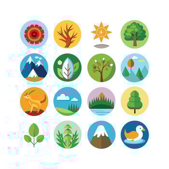 Nature Icon Set Collection Illustration vector