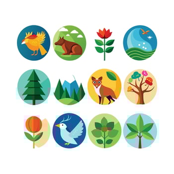 Nature Icon Set Collection Illustration vector