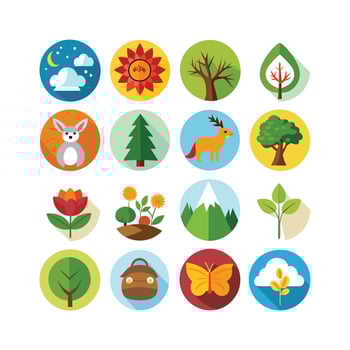 Nature Icon Set Collection Illustration vector