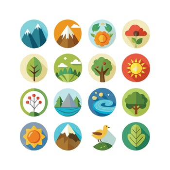 Nature Icon Set Collection Illustration vector