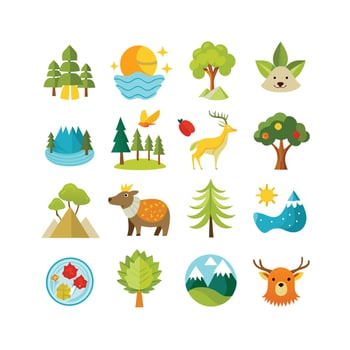 Nature Icon Set Collection Illustration vector