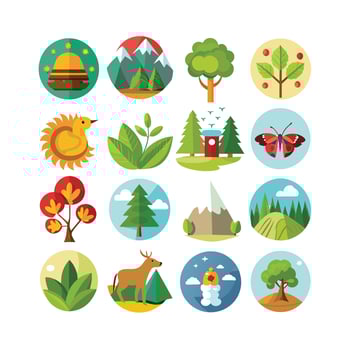Nature Icon Set Collection Illustration vector