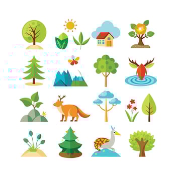 Nature Icon Set Collection Illustration vector