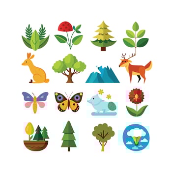 Nature Icon Set Collection Illustration vector