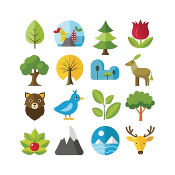 Nature Icon Set Collection Illustration vector