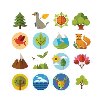 Nature Icon Set Collection Illustration vector
