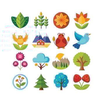 Nature Icon Set Collection Illustration vector
