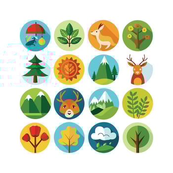 Nature Icon Set Collection Illustration vector