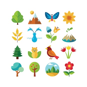 Nature Icon Set Collection Illustration vector