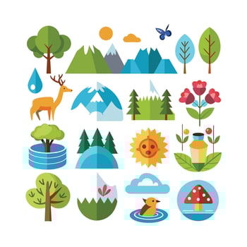 Nature Icon Set Collection Illustration vector