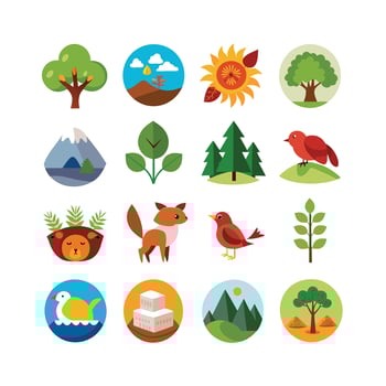 Nature Icon Set Collection Illustration vector