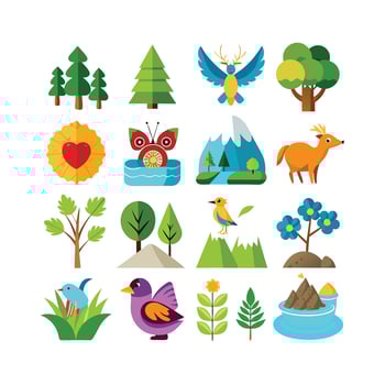 Nature Icon Set Collection Illustration vector