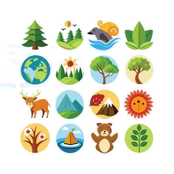 Nature Icon Set Collection Illustration vector