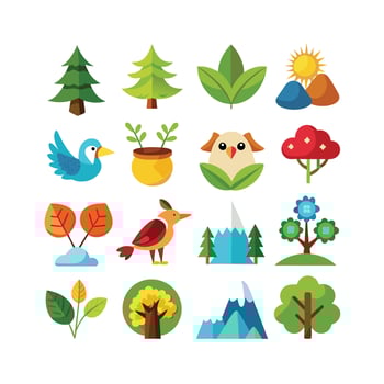 Nature Icon Set Collection Illustration vector