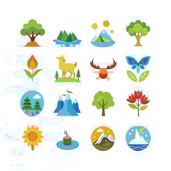 Nature Icon Set Collection Illustration vector