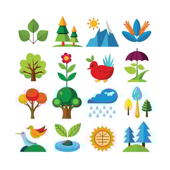 Nature Icon Set Collection Illustration vector