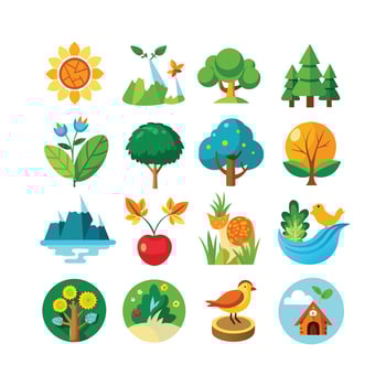 Nature Icon Set Collection Illustration vector