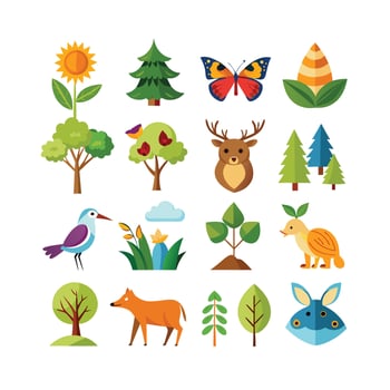 Nature Icon Set Collection Illustration vector