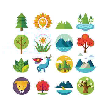 Nature Icon Set Collection Illustration vector
