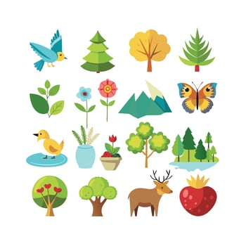 Nature Icon Set Collection Illustration vector