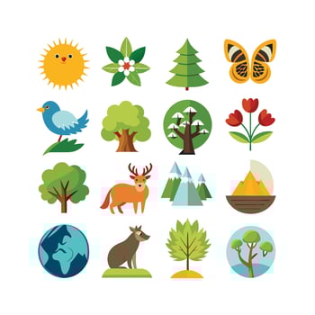 Nature Icon Set Collection Illustration vector