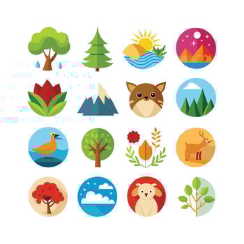 Nature Icon Set Collection Illustration vector