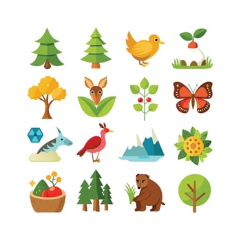 Nature Icon Set Collection Illustration vector