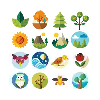 Nature Icon Set Collection Illustration vector