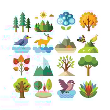 Nature Icon Set Collection Illustration vector