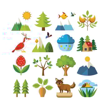 Nature Icon Set Collection Illustration vector