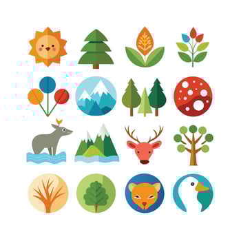 Nature Icon Set Collection Illustration vector