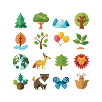 Nature Icon Set Collection Illustration vector