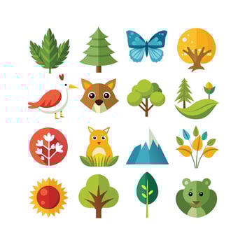 Nature Icon Set Collection Illustration vector