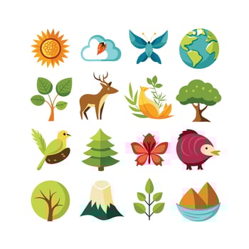 Nature Icon Set Collection Illustration vector