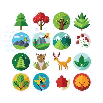 Nature Icon Set Collection Illustration vector