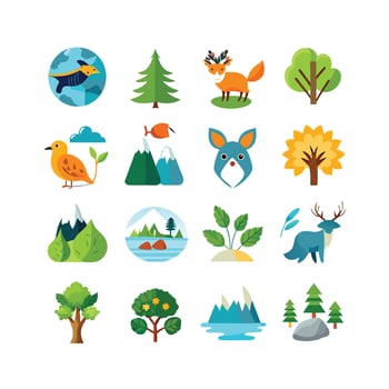 Nature Icon Set Collection Illustration vector