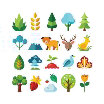 Nature Icon Set Collection Illustration vector
