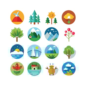 Nature Icon Set Collection Illustration vector