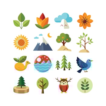 Nature Icon Set Collection Illustration vector