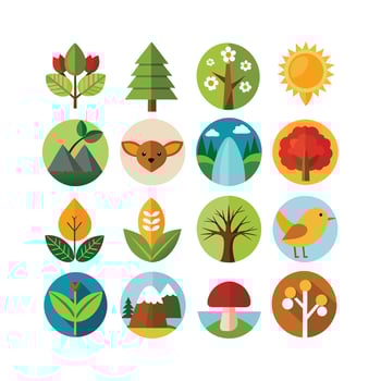 Nature Icon Set Collection Illustration vector
