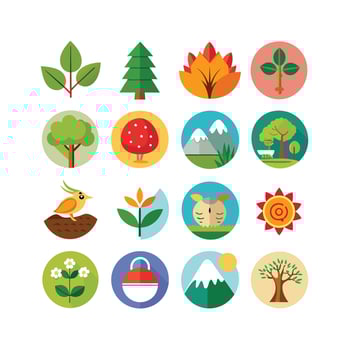 Nature Icon Set Collection Illustration vector