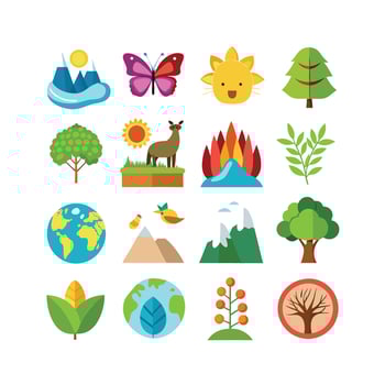 Nature Icon Set Collection Illustration vector