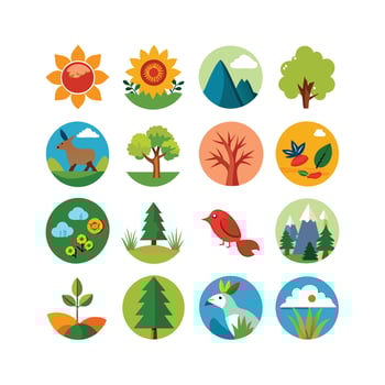 Nature Icon Set Collection Illustration vector