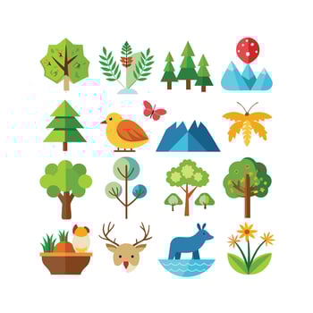 Nature Icon Set Collection Illustration vector