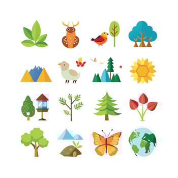 Nature Icon Set Collection Illustration vector