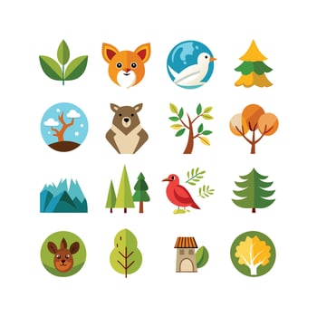 Nature Icon Set Collection Illustration vector