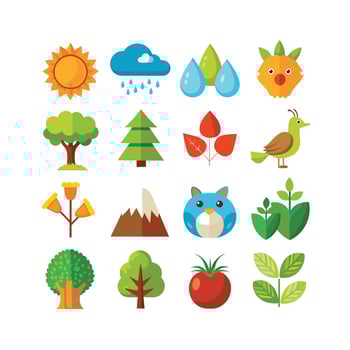 Nature Icon Set Collection Illustration vector