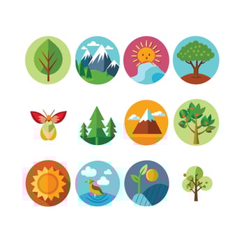 Nature Icon Set Collection Illustration vector